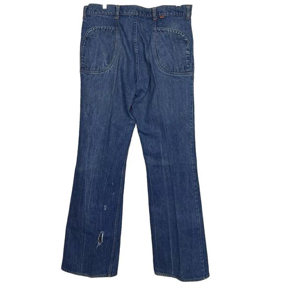 1970s Rare LEVIS Vintage Orange Tab Flap Pocket Bell bottom Circa 1970s 34 X 36 - Picture 7 of 14